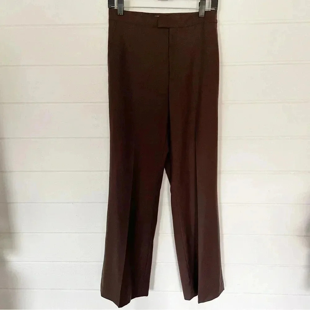 Ellen Tracy High Waist Straight Leg Brown Wool Dress Pants Size 6 - Picture 1 of 8